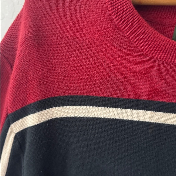 Eddie Bauer Men’s XL TALL Black Red Cream Color Block Dad Sweater 100% Cotton - Picture 3 of 7